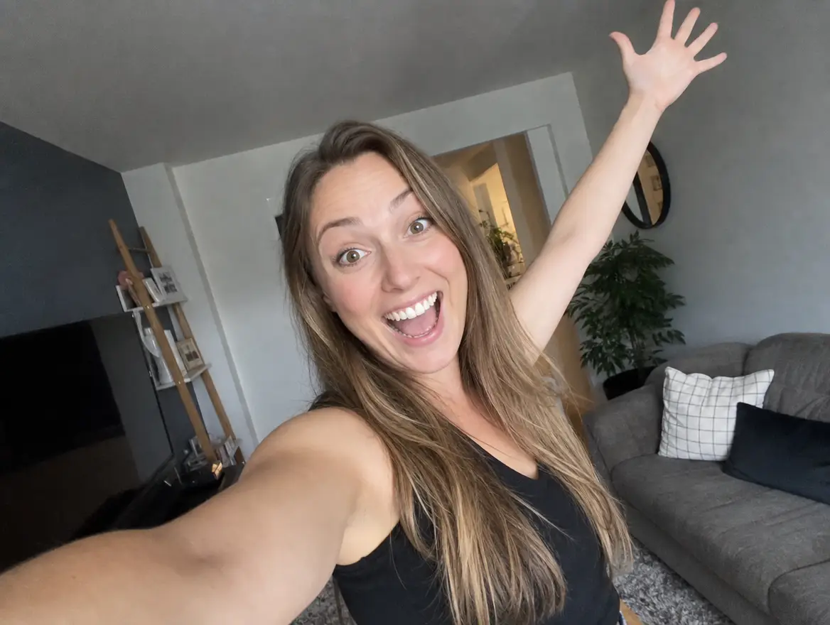 Hannah Cole reacting to her launch